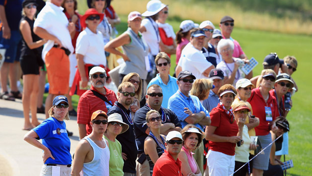 The crowd during the second day of practice at the Solheim Cup