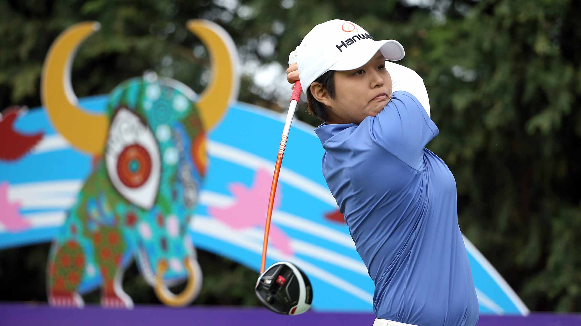 Haru Nomura of Japan tees off on the 13th hole during round one of the Swinging Skirts LPGA Classic at Lake Merced Golf Club
