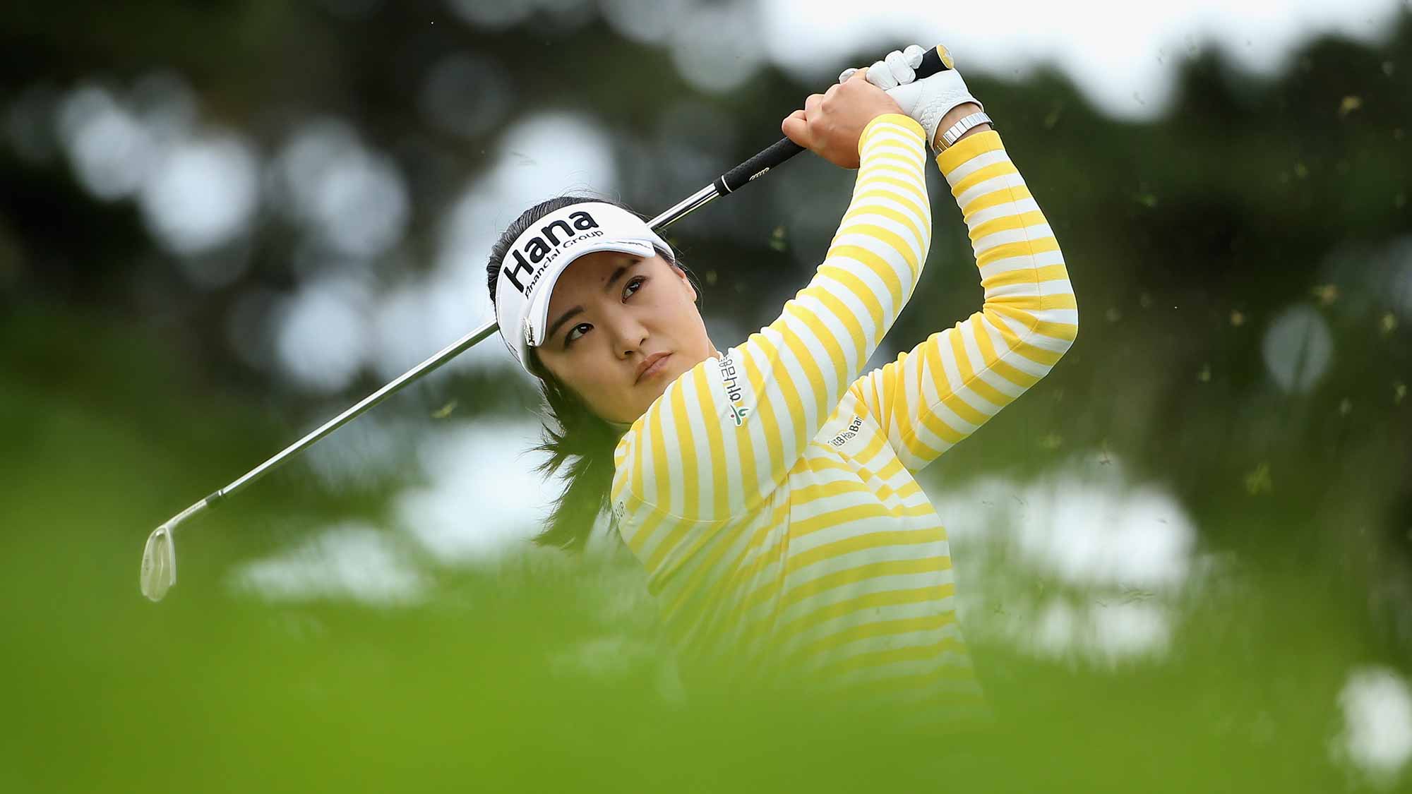 So Yeon Ryu of South Korea tees off on the third hole during round one of the Swinging Skirts LPGA Classic at Lake Merced Golf Club