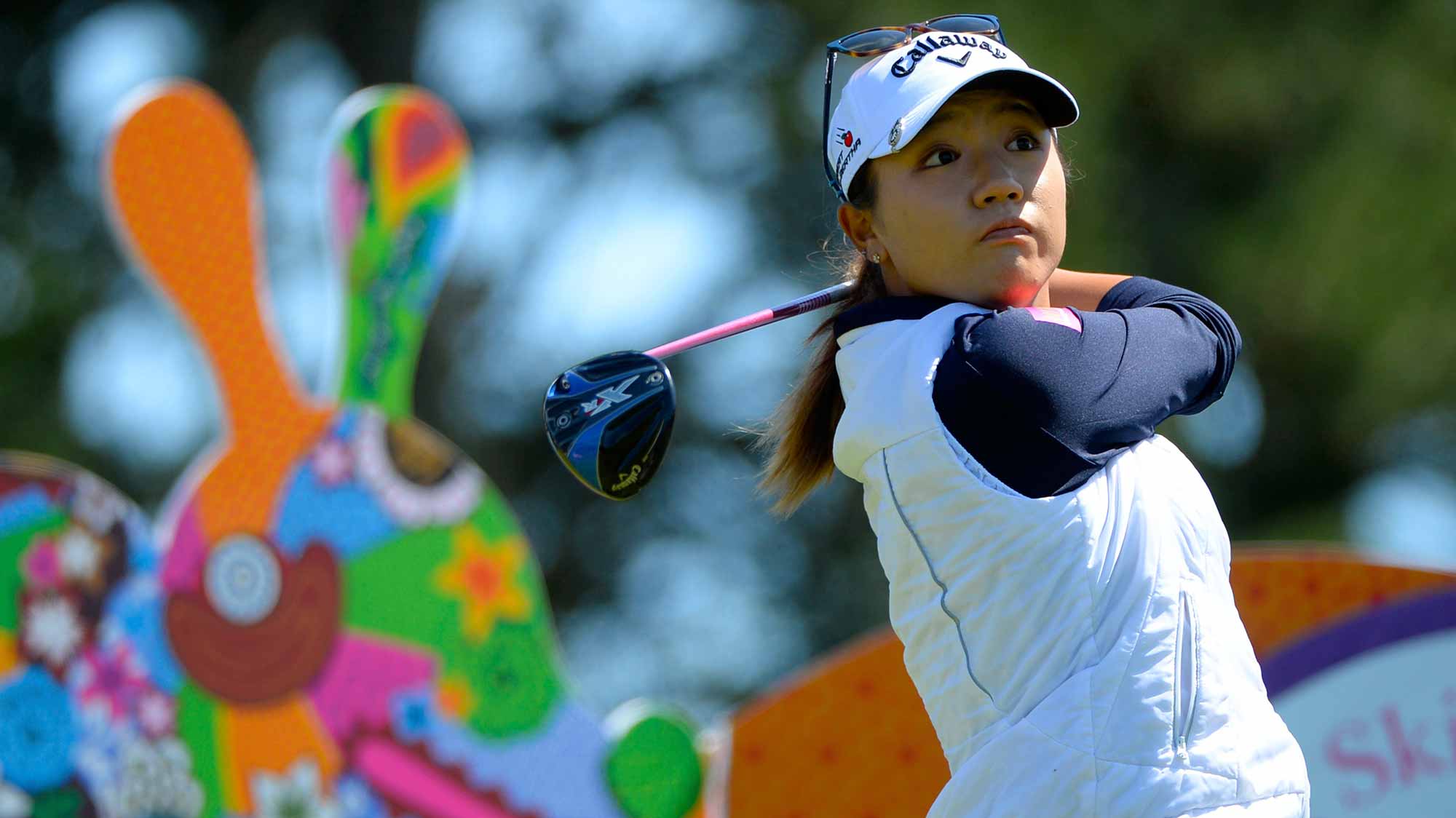 Lydia Ko of New Zealand makes a tee shot on the fifth hole during round three of the Swinging Skirts LPGA Classic presented by CTBC at the Lake Merced Golf Club