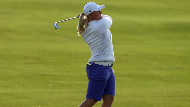 Caroline Hedwall during Friday Morning Foursome Matches at the Solheim Cup
