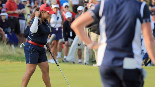 Lizette Salas during Friday Morning Foursome Matches at the Solheim Cup
