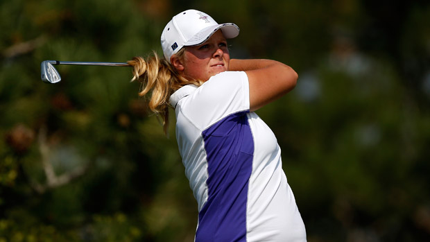 Caroline Hedwall during the afternoon four-ball matches at the Solheim Cup