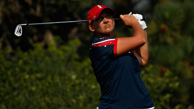 Angela Stanford during the afternoon four-ball matches at the Solheim Cup