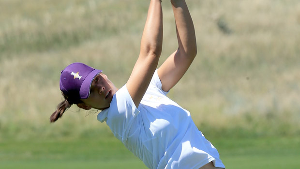 Karine Icher during the third day of practice at the Solheim Cup