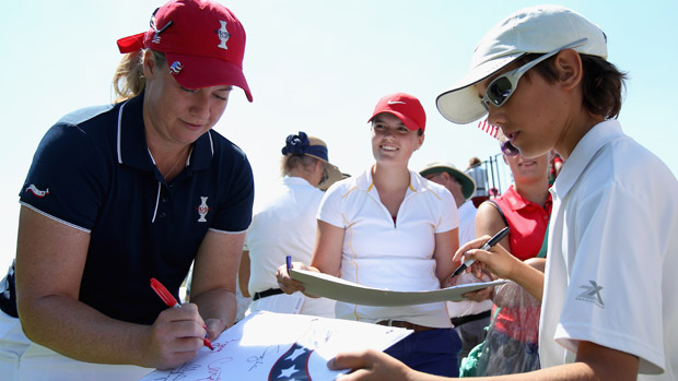 Brittany Lincicome during the third day of practice at the Solheim Cup