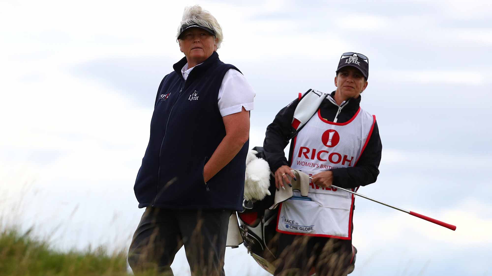 Dame Laura Davies looks down the 4th hole during the second round of the Ricoh Women's British Open at Kingsbarns Golf Links