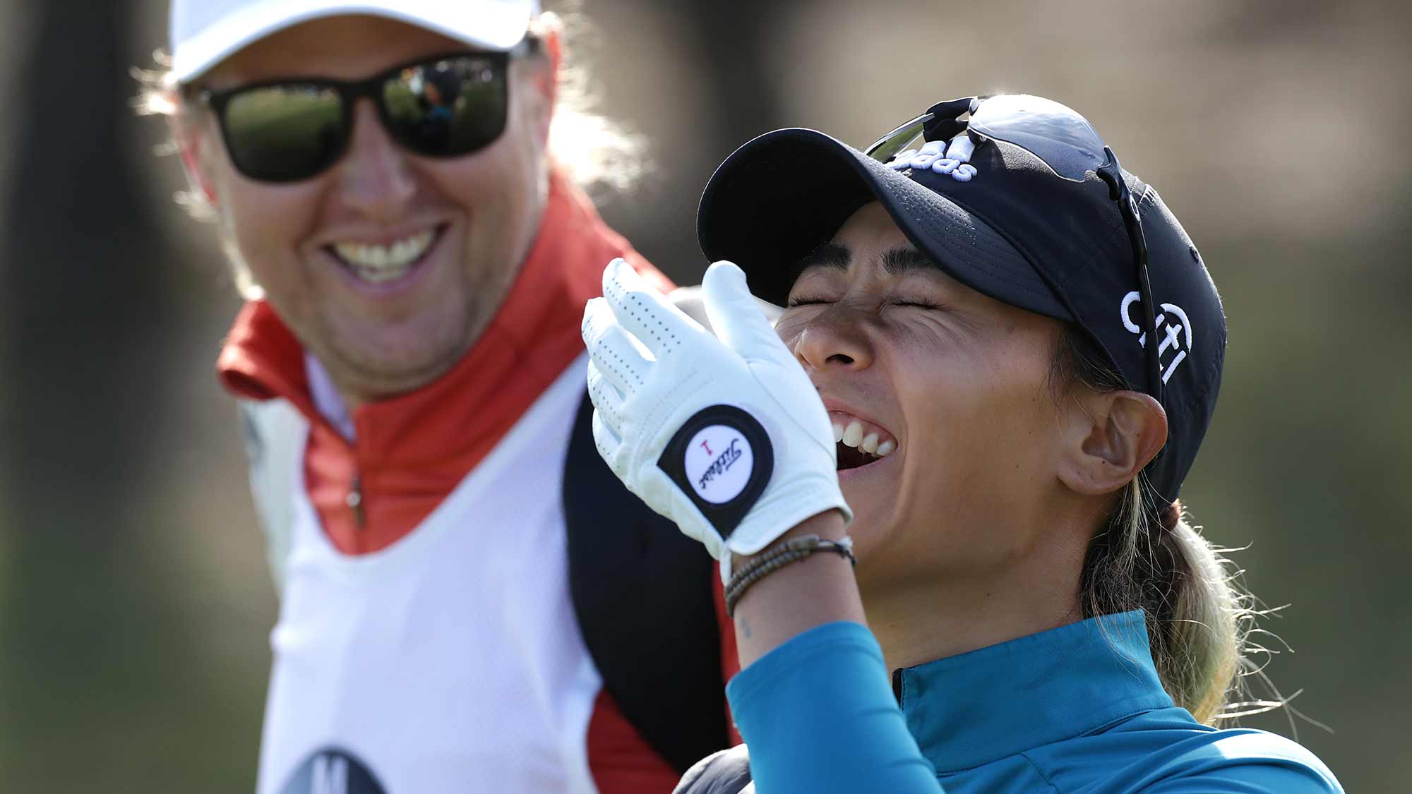 Danielle Kang of USA smiles on the first hole during the final Round of 2019 BMW Ladies Championship at LPGA International Busan on October 27, 2019 in Busan, Republic of Korea