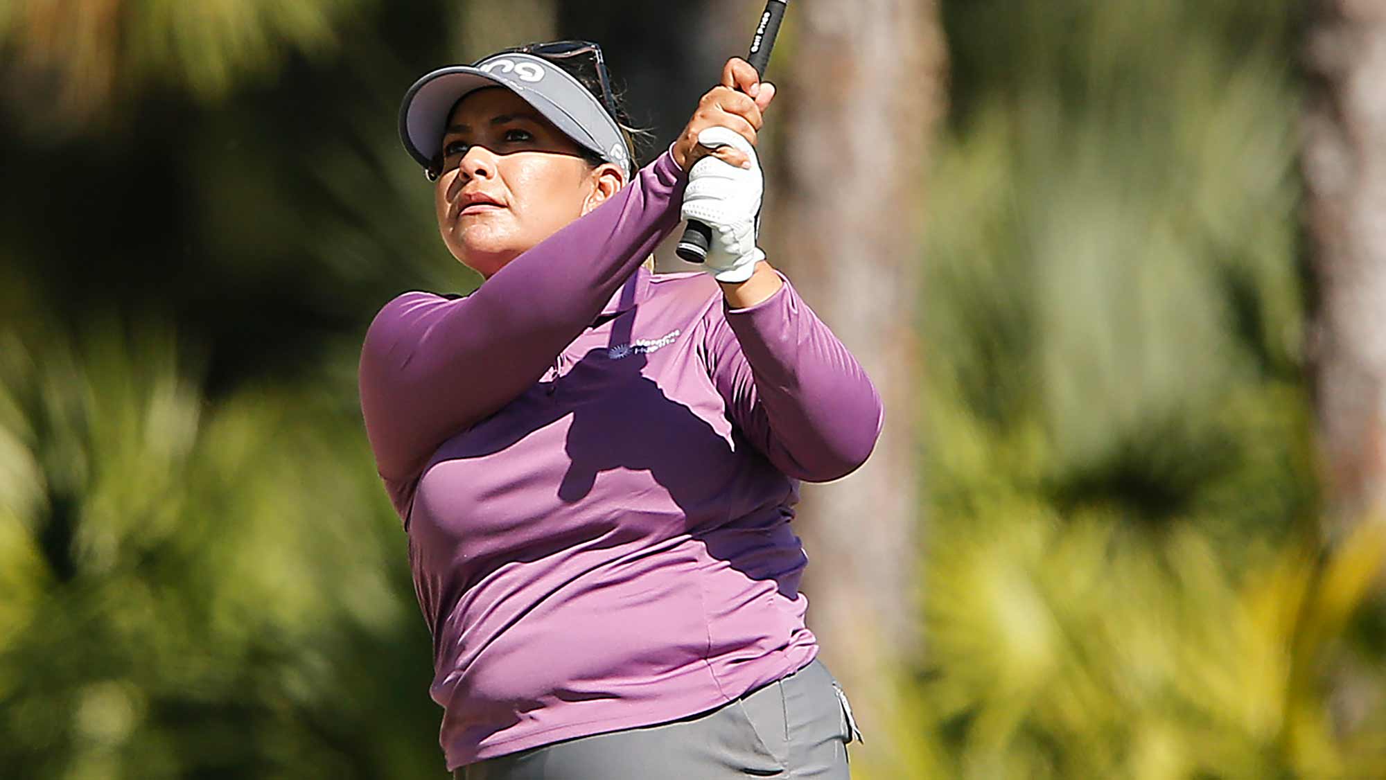  Lizette Salas of the United States plays a shot on the tenth hole during the first round of the CME Group Tour Championship at Tiburon Golf Club on November 21, 2019 in Naples, Florida