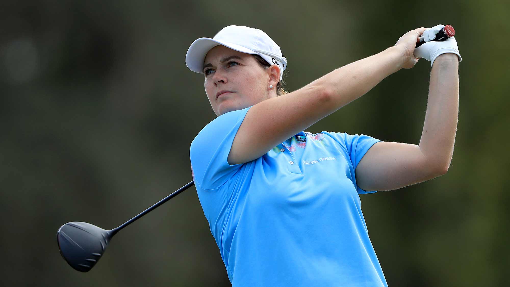 Caroline Masson of Germany plays a shot on the third hole during the third round of the CME Group Tour Championship at Tiburon Golf Club on November 23, 2019 in Naples, Florida