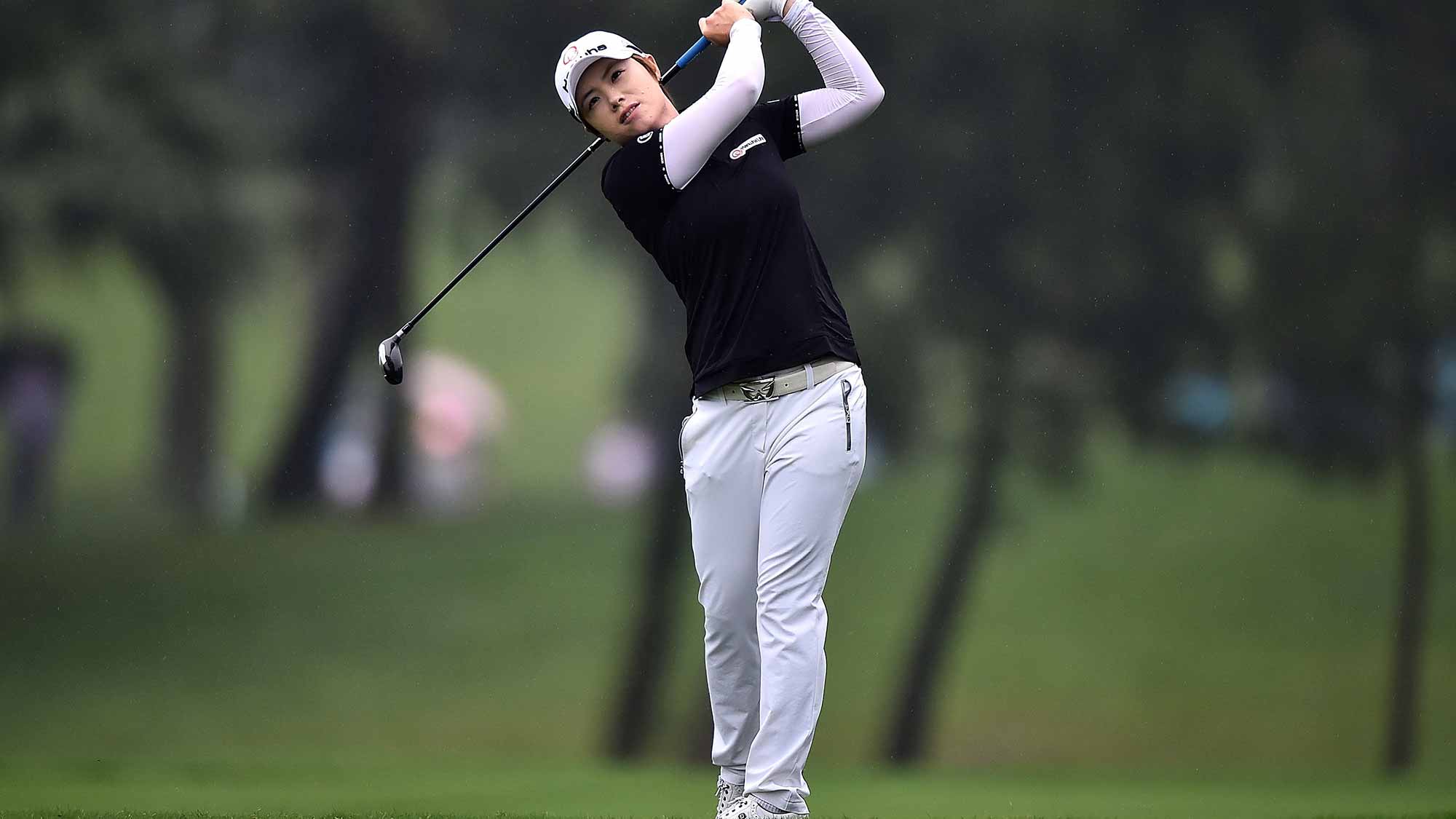 Eun-Hee Ji of South Korea plays a shot during day three of 2015 Fubon LPGA Taiwan Championship at Miramar Golf Country Club
