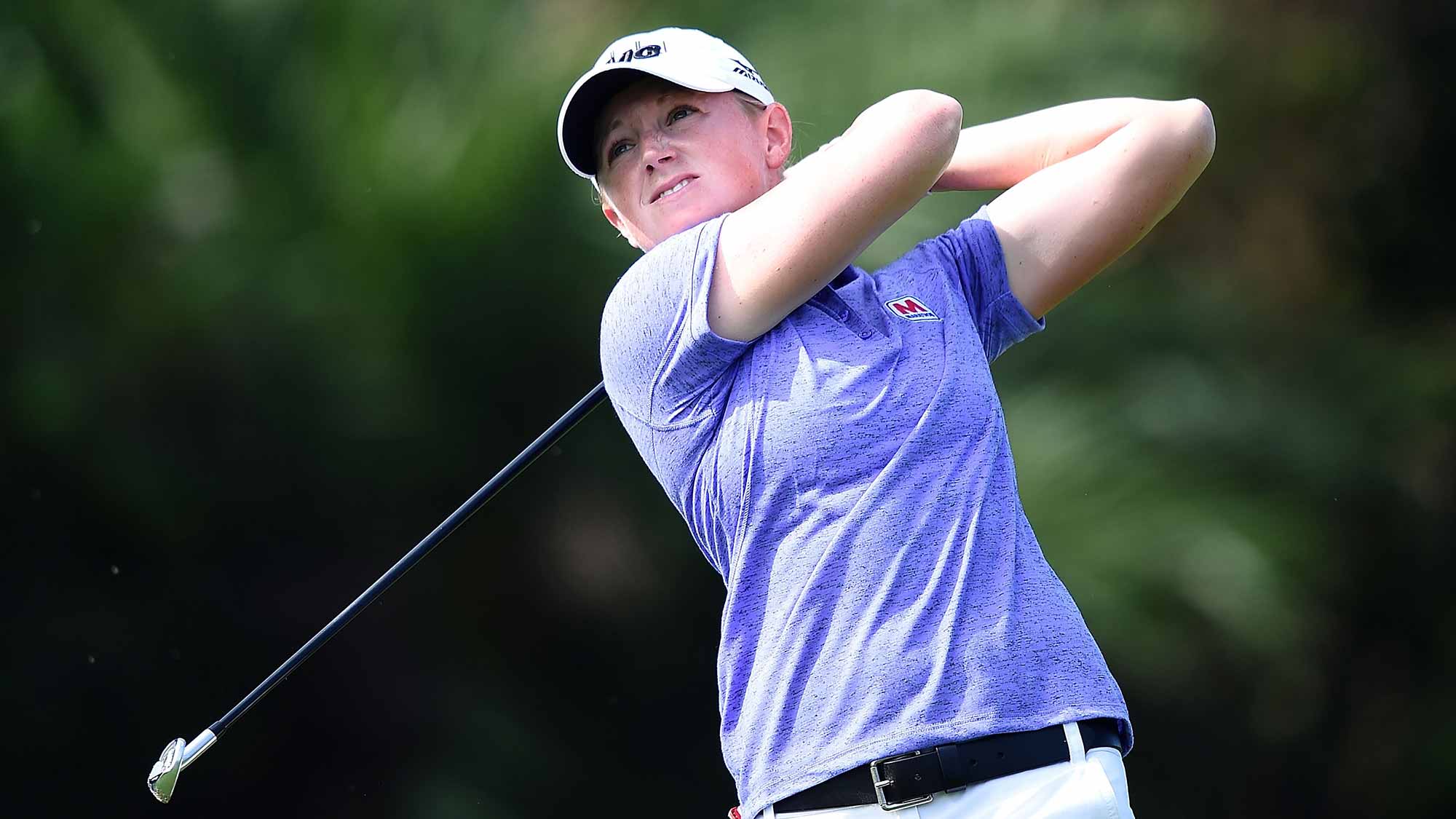 Stacy Lewis of the United States plays a shot during the final round of 2015 Fubon LPGA Taiwan Championship on October 25, 2015 in Miramar Resort & Country Club