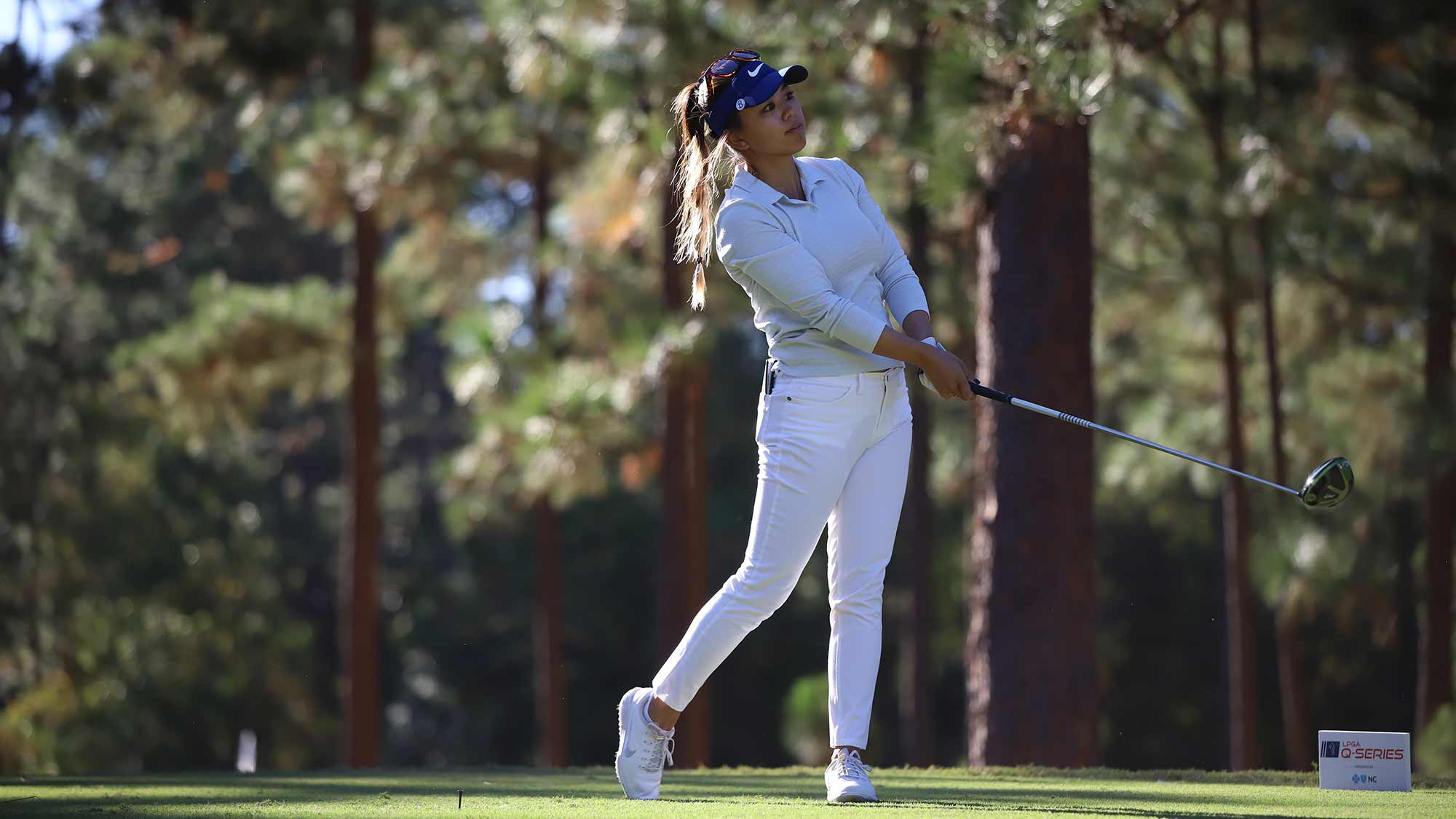 Brianna Do hits a tee shot during the first round of the 2019 LPGA Q-Series at Pinehurst Resort