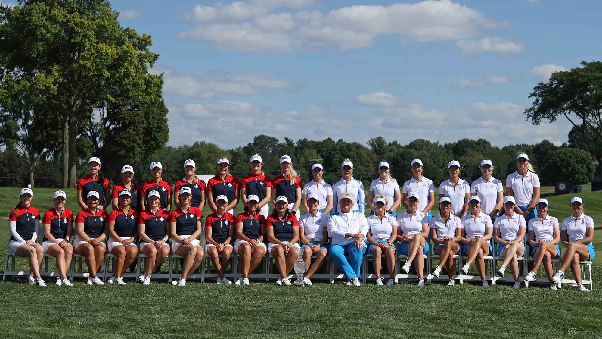 Team Europe and Team USA ahead of the Solheim Cup